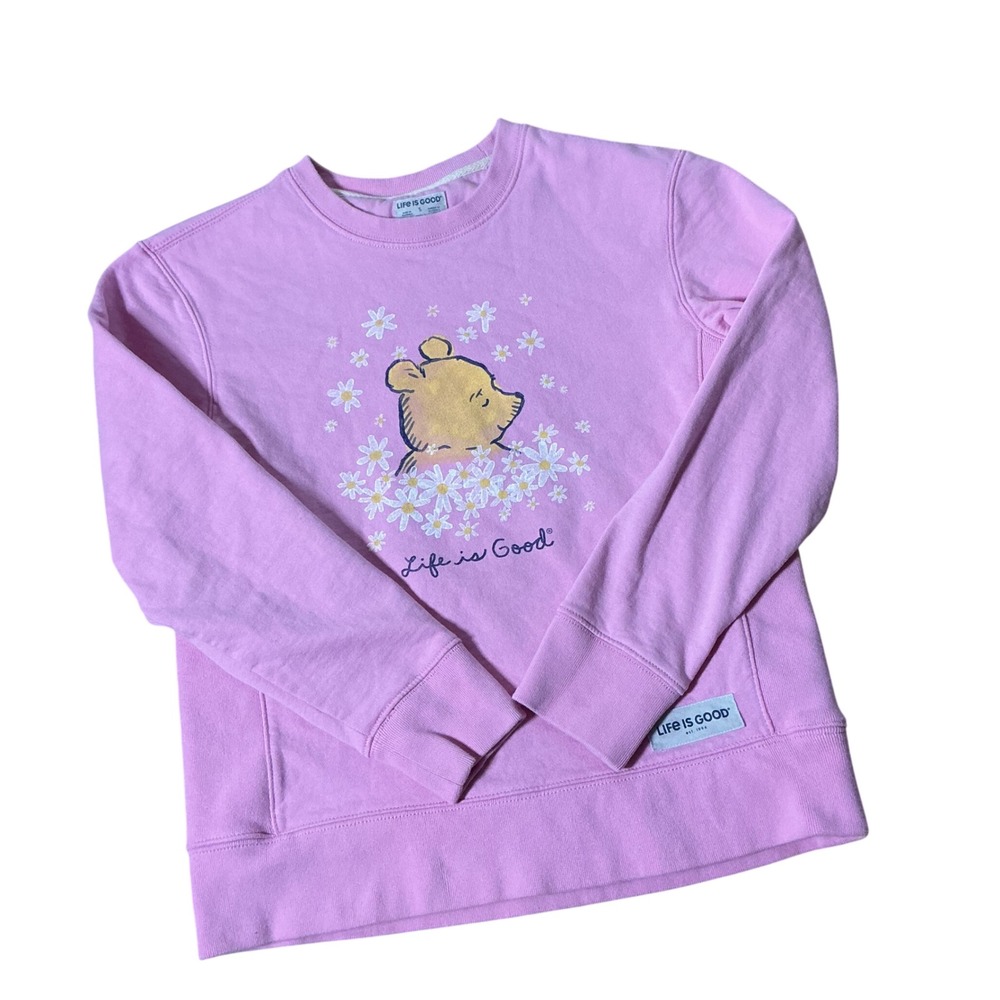 Life is Good Winnie the Pooh Daisy Pink Cotton Sweatshirt Womens S S22-W10238